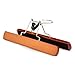 Clutter Mate - Set of 12 - Wood Pant Hangers with Locking Bar, Premium Cherry Finish for Pants and Slacks