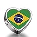 J.Charm Brazil flag Heart Photo Charms Beads bead DIY