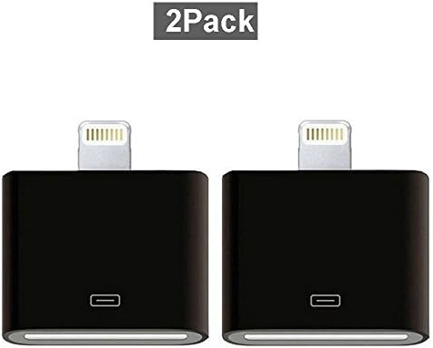 2 Pack of lightning to 30-Pin Converter, Tontion 8 Pin to 30 Pin Black Charging Adapter for iPhone 7, 7 Plus, 6S, 6S Plug, 5S, 5C, iPad