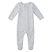 Owlivia Organic Cotton Baby Pajamas, Boys Girls Zip Front Sleep 'N Play, Footed Sleeper, Long Sleeve(0-3 Months, Gray Metallic Star)