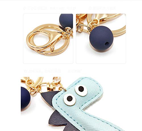 MUAMAX Dinosaur Key Chain Handmade Leather Key Holder with Wrist Lanyard Cute Key Finder Handbag Decoration Accessories Purse Pendant Fashion Item Car Key Charm Gift for Her ...