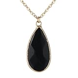 Women's Gold Plated Chain Wrapped Natural Stone Crystal Drop Pendant Necklace