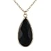 Women's Gold Plated Chain Wrapped Natural Stone Crystal Drop Pendant Necklace