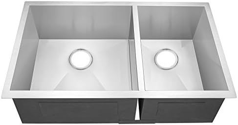 Golden Vantage 33" x 22" x 9" Handmade 18 Gauge Stainless Steel 60/40 Double Basin Undermount Kitchen Sink