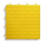 BlockTile B0US4430 Garage Flooring Interlocking Tiles Coin Top Pack,  Yellow, 30-Pack