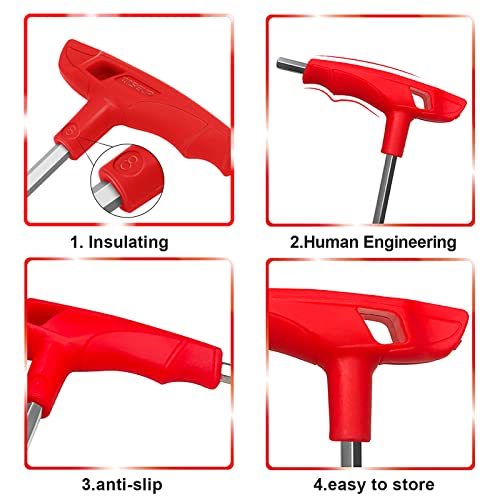 WISEUP 5mm t handle allen wrench set Metric,CR-V