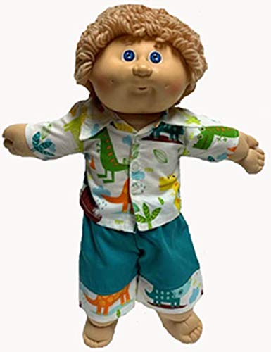 Doll Clothes Super store Dinosaur Print Short Set for Boy Or Girl Baby and Cabbage Patch Kid Dolls - Thumbnail 2
