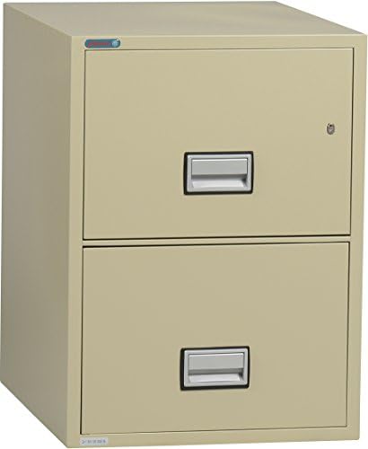 Phoenix Vertical 25 inch 2-Drawer Letter Fireproof File Cabinet with Lock, Water Seal, Putty