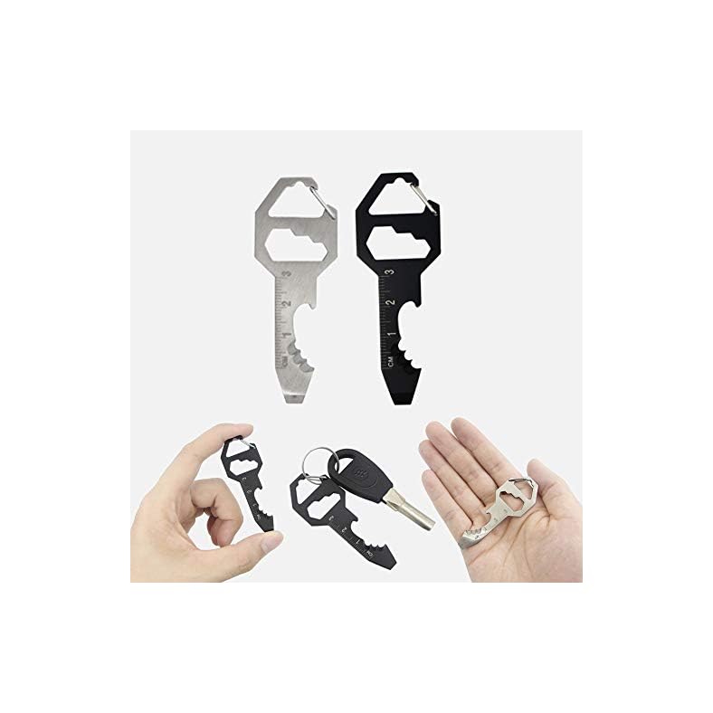 2PCS Keychain Bottle Opener Multi Tool, 100 Stainless Steel EDC Gadget