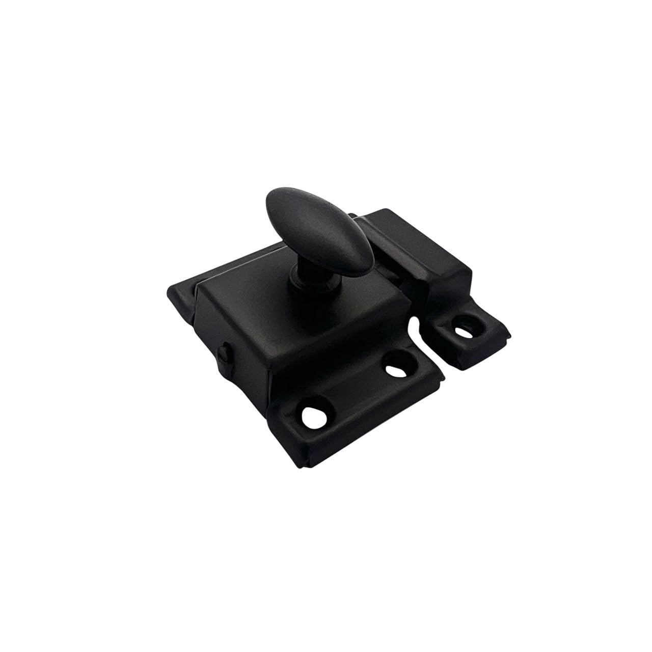 QCAA Oval Turn Cabinet Latch, for Cupboard & Other Furniture, Small, Matte Black, 1 Pack, Made in Taiwan