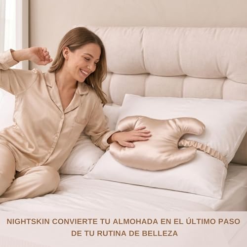 L' UNĒ NightSkin™ Almohada Antiarrugas Facial Portátil – Almohada Dormir de Lado – Topper de Satén Suave –Almohada Mariposa – Almohada Pequeña Viaje – Reduce la Compresión del Rostro