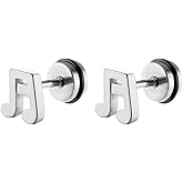 16g Music Note Tiny Small Stud Earrings for Women Men Cartilage Tragus Cute Simple Stainless Steel Screw Back Little Studs Hypoallergenic Sleeper Piercing Post Fashion Jewelry Xmas Holiday Gifts