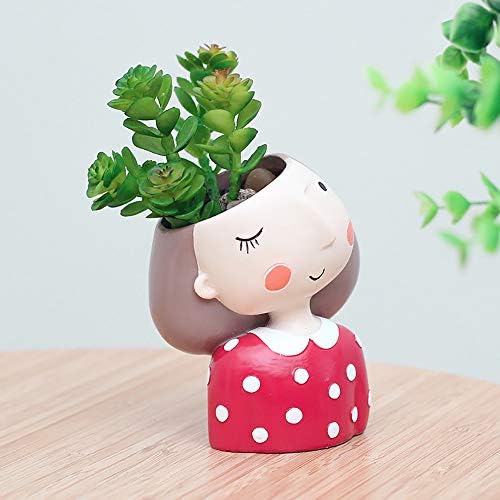 Upxiang Cute Cartoon Girl Container for Home Garden Office Desktop Decoration