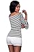 O&W Women Black White Stripes Off-the-shoulder Top,Black White,Medium