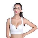 ROPALIA Womens Fitness Yoga Sports Bra Wirefree Seamless Padded Push Up Racerback Top White XL