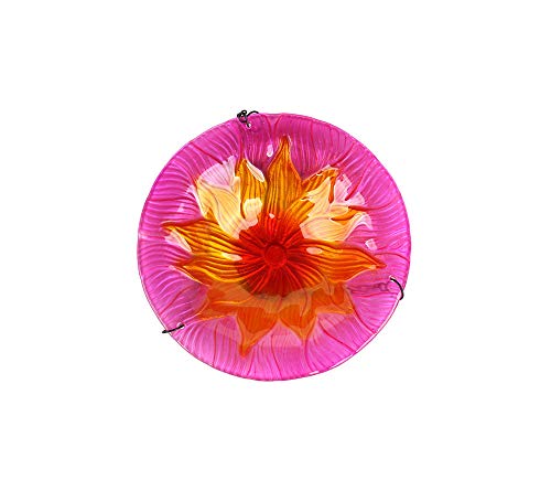Liffy Hanging Bird Bath Outdoor Glass Bowl Feeder Pink for Garden, Yard and Patio - Thumbnail 3