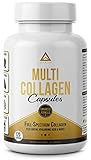 Multi Collagen Capsules: Fortified with Biotin, Hyaluronic Acid, MSM, Glucosamine, Organic Turmeric, Ashwagandha + Absorption Enhancer | Types I, II, III, V & X