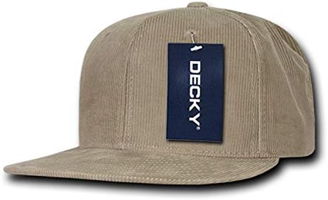 Khaki Solid Plain Blank Flat Bill Corduroy Structured Snapback Baseball Cap Hat