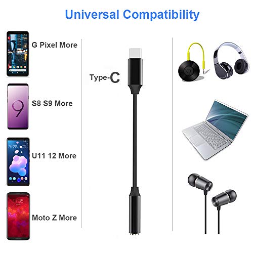 Fukep USB C to 3.5mm Headphone Jack Adapter, USB Type C to 3.5mm Audio Female Adapter for Google Pixel 3/2/3XL/2XL, Huawei Mate 10/P20 Pro, Essential Phone and More