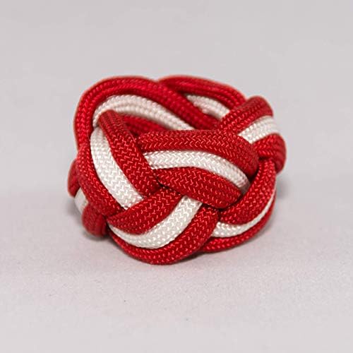 HandmadeHandmade Neckerchief Slide Woggle for Scouts Paracord Turks Head Knot Red Blue (Red White)
