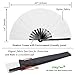 OMyTea Bamboo Large Rave Folding Hand Fan for Men/Women - Chinese Japanese Kung Fu Tai Chi Handheld Fan with Fabric Case - for Performance, Decorations, Dancing, Festival, Gift (Black & White)