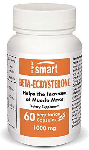 Supersmart - Beta ecdysterone 1000 mg Per Serving - Sport et Endurance - The 100% Natural Anabolic Choice for Increasing Muscle Mass | Non-GMO - 60 Vegetarian Capsules.