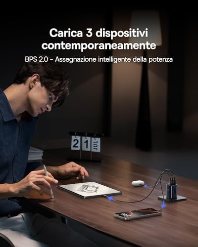 Picogo Caricatore USB C 67W, Mini Alimentatore USB C a 3 Porte, Caricatore PD con PPS, GaN Ricarica Rapida compatibile con iPhone 17-8 Serie, MacBook, iPad, Laptop, Galaxy S25