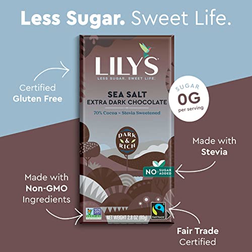 LILY'S Sea Salt Extra Dark Chocolate Style No Sugar Added Sweets