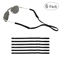 ONME Adjustable Eyewear Retainer, Universal Fit Rope Eyewear Retainer, Sport Unisex Sunglass Retainer Holder Strap, Set of 6 (Black)