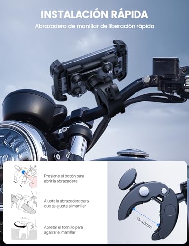 Lamicall Porta Celular para Moto Bicicleta - Antivibración [Dual Vibración Amortiguador] Soporte Celular Bicicleta con Mejorado Monturas de Manillar,para iPhone 15 Pro MAX 16 17 Pro, 4.7-6.7" Celular