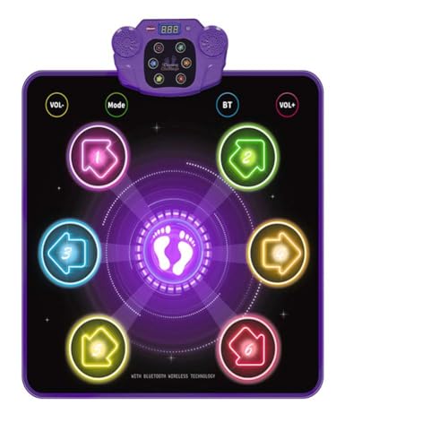 MNVCZXC LED Bluetooth Kids Dance Mat, Music & Light Interactive Padmats Game, Flowing Luxglitter Dancemat Wireless with 6-Button, Music Dance Mats Toys for Girls Boys Adults(6 Key-b)
