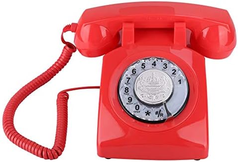 Beiwnner telefon w stylu retro z tarczą do wyboru, telefon stacjonarny w  stylu vintage, przewodowy, na stół, prezent z pokrętłem obrotowym,  regulowana głośność dzwonka (czerwony): Amazon.pl: Electronics