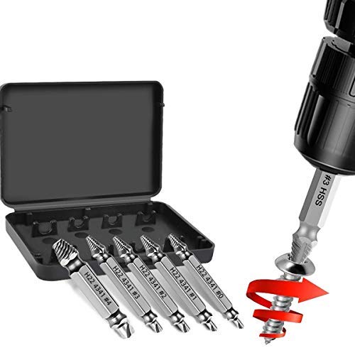 Damaged Screw Extractor, Screw Extractors Drill Bits Tool Set (H.S.S. 4341+#0)-(5Pcs)