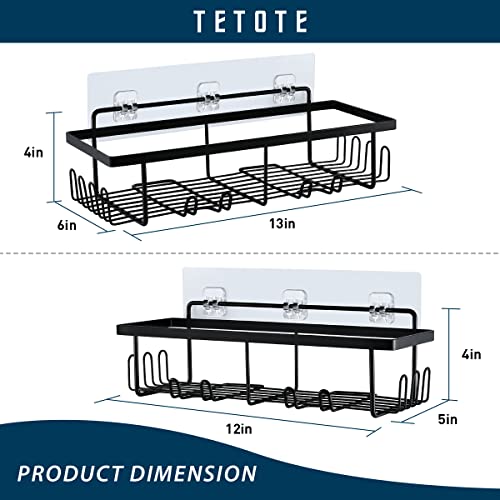 TETOTE Adhesive Black Shower Caddy,2Pack,Adhesive No Drill Rack Floating Shower Shelf with