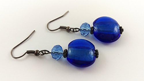 Blue Lampwork Glass Beaded Earrings