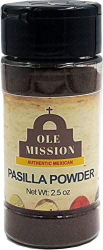 Pasilla Chili Powder 2.5 oz For Mole Sauce, Taco Seasoning, Tamales, Salsa, Chili, Meats, Soups, Stews by Ole Mission