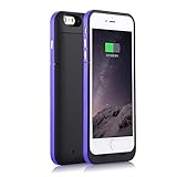 iPhone 6S Plus / 6 Plus (not for iPhone 6 / 6s) Battery Case Charger [Extra Bonus-Tempered Glass Screen Protector], 6800mAh External Battery Backup Protective Charger Case (Purple)