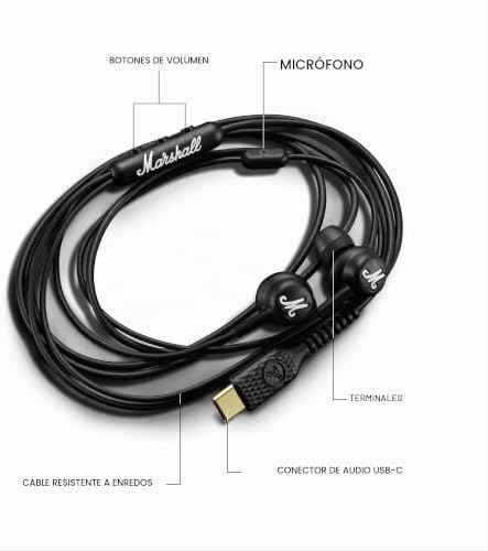 Auscultadores com fios em modo USB-C: Microfone incorporado, ajuste personalizável, cabo à prova de emaranhados e drivers dinâmicos | Assistente de Voz | Ligação USB