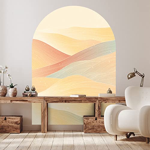 Ambiance Sticker Carta da Parati in Tessuto non Tessuto Affreschi Giganti Preincollati - Deserto Del Tramonto DellArca - Adesivo Decorativo | H127 x L90 cm