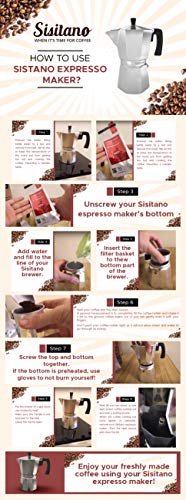 6 Cup Moka Pot - Stovetop Espresso Maker - Sisitano