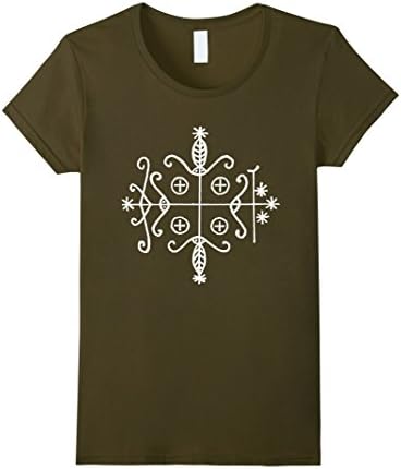 Womens Papa Legba Gate Keeper Lwa Veve Voodoo Magic T-shirt Small Olive