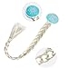 Hpwai Princess Little Girls Kids Frozen Elsa Party Dress Up Accessories,Crown Braid Wand Blue Gloves Princess Blue Jewelry Gift Set