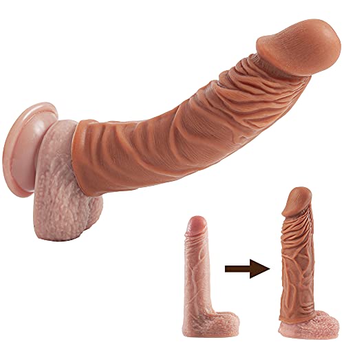 Realistische Penishülle Silikon Penismanschette Dildos Penis Vergößerung Sleeve mit Stimulierender Textur Real Penis Extender für Verlängerung Sexspielzeug für Paare Männer 19,5 * 3,6CM