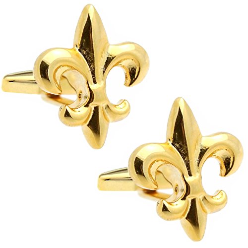 Cuffcuff CufflinksGold fleur-de-lis lily Emblem Cufflinks