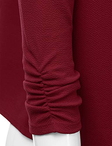 EIMIN Women's Lightweight Stretch 3/4 Sleeve Blazer Open Front Jacket Burgundy 3XL - Thumbnail 3