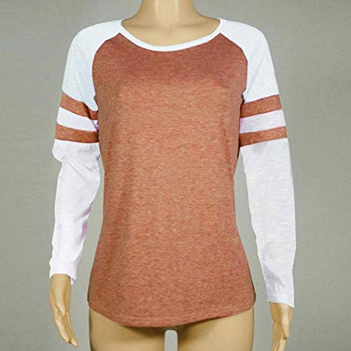 Orangeskycn Pullover Sweaters for Women, Fashion Ladies Long Sleeve T Shirt Clothes Splice Blouse Tops (Orange, M) - Thumbnail 3