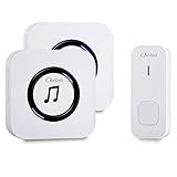 CHETOO Wireless Doorbell Kit with 2 Plug-in Receivers, LED Flash Light and 55 Chimes with 5-level Adjustable Volume, IP55 Waterproof Push Button, Operating Range over 500 FT, White