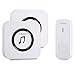 Chetoo Wireless Doorbell Kit 2 Plugin Receivers with LED Flash Indicator and 1 Remote Push Button Operating at over 500-foot range with 55 Chimes, 5-level Adjustable Volume (White)