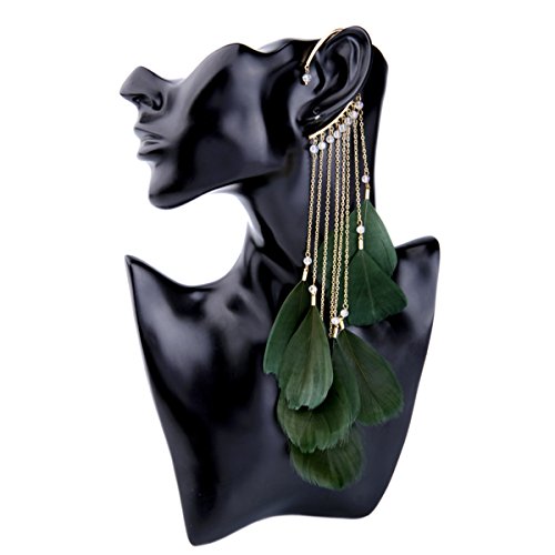 Feather tassel earrings ear wrap charm cuff earring fas…