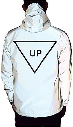 Edgogvl Men's Outwear 3M Reflective Zipper Hooded Windbreaker Lightweight Running Jacket
